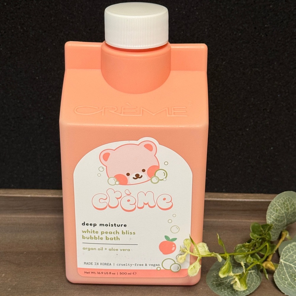 The Creme Shop White Peach Bliss Bubble Bath Deep Moisture Argan Oil Aloe 16.9oz